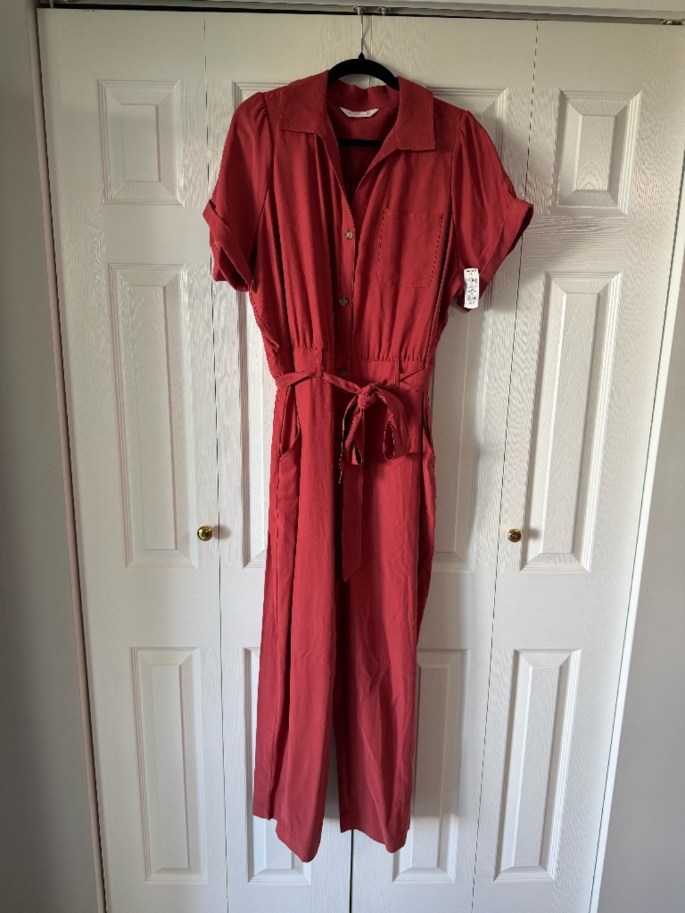 Lauren Conrad Rust Orange Utility Jumpsuit Tie Waist Short Sleeve XXL NWT